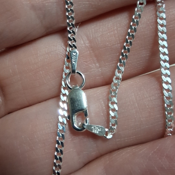 Solid 925 Ster. Silver 16" Italian Made 2mm Cuban Chain - Picture 3 of 4
